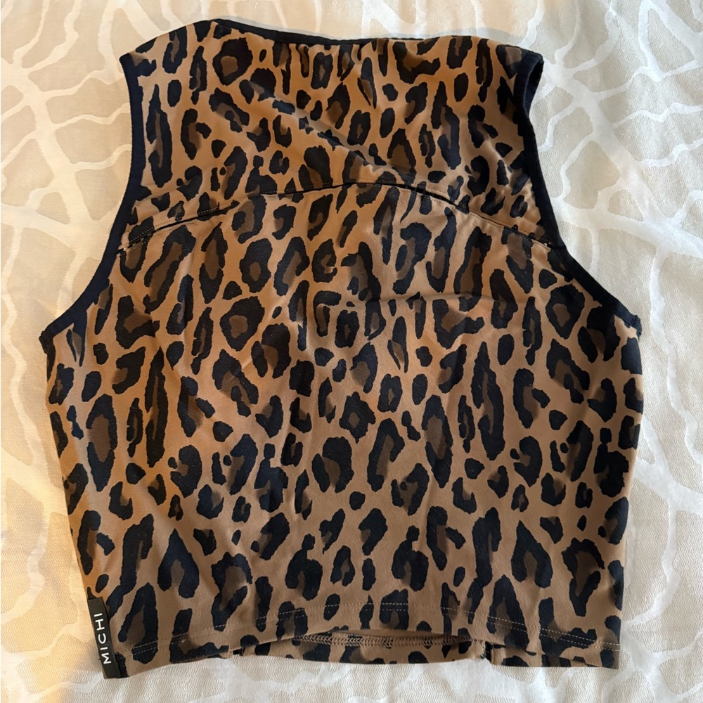 MICHI Leopard Print Crop Top - Black and Brown - Picture 2 of 5